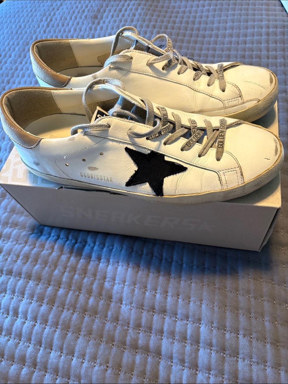 Golden Goose White Leather Sneakers with Black Star
